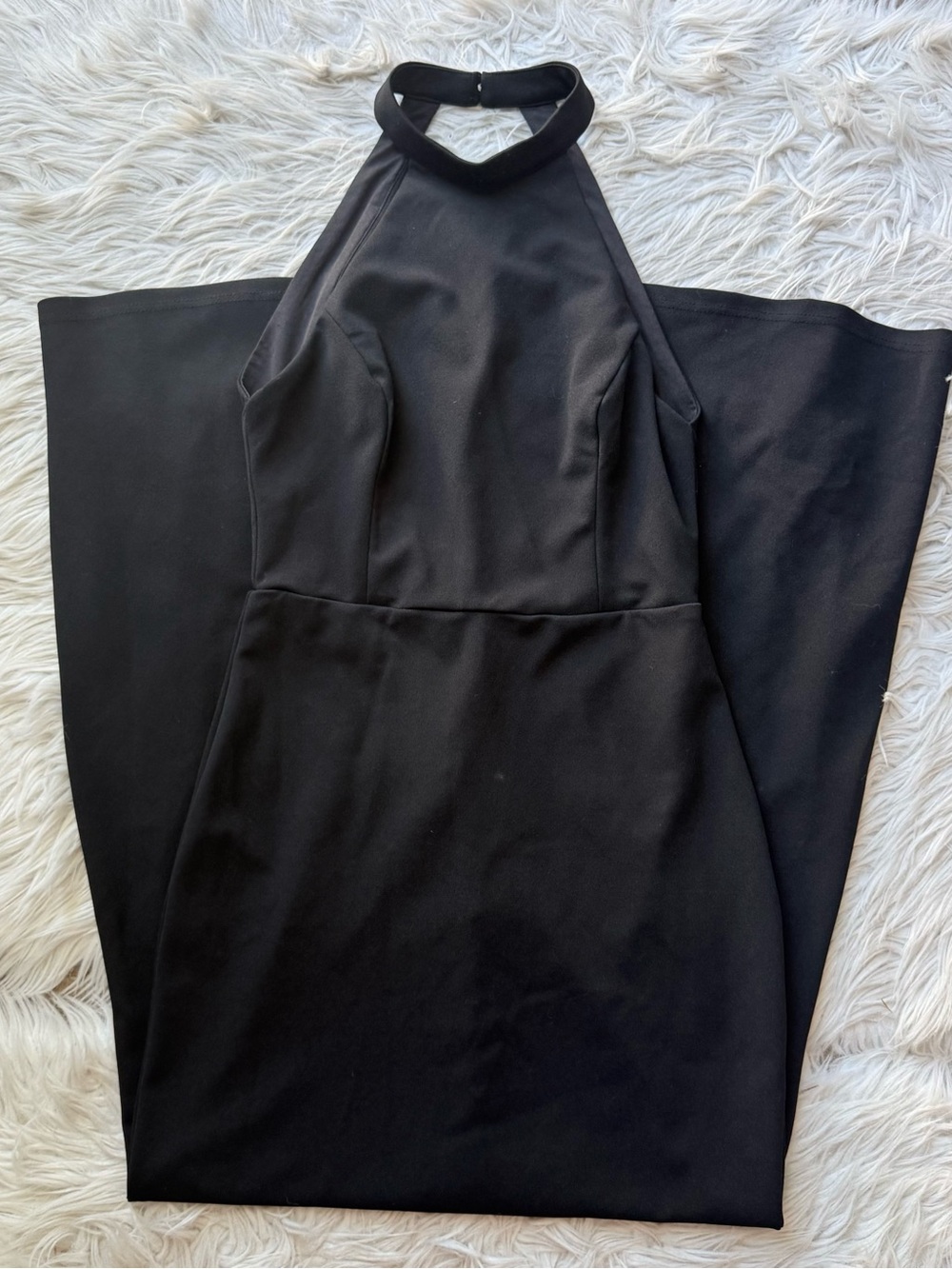 Lulus Black Halter Maxi Dress M Open Back Fitted Formal Wedding Guest